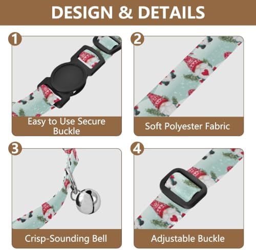 Cute Christmas Gnomes Red Hats Pet Collar 2 Pack Soft Polyester Pet Collar Adjustable 10.6 to 17.1 Inches