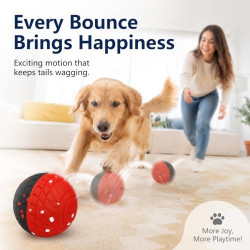 HETOO Interactive Dog Toys, Automatic Dog Balls with Remote Control, Smart Bouncing Ball, 3 Speed Levels, Indoor Puppy Toys to Keep Dogs Busy, Enrichment Toy for Small Medium & Large Dogs, 3.2 Inch