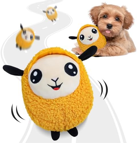 Moving Dog Toys, 2026 Upgraded Jumping Squeaky Moving Dog Ball, Rechargeable Plush Chew Toys for Small/Medium/Large Dogs (Orange)