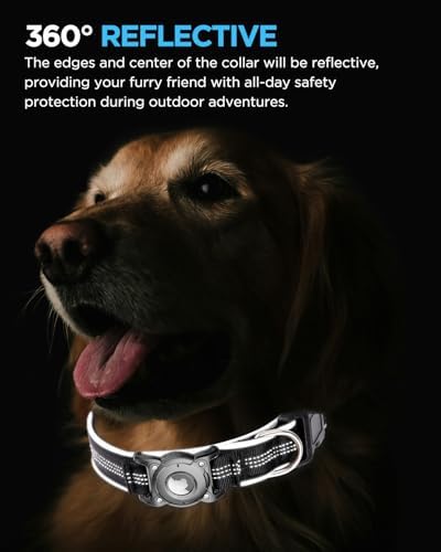 ONEONTA Airtag Dog Collar | Waterproof Airtag Dog Collar Holder with Removable Metal Loop - Airtag Collar Heavy Duty, Reflective, Ultra-Durable, Comfortable Padded, for Small Medium Large Dog, Pink M