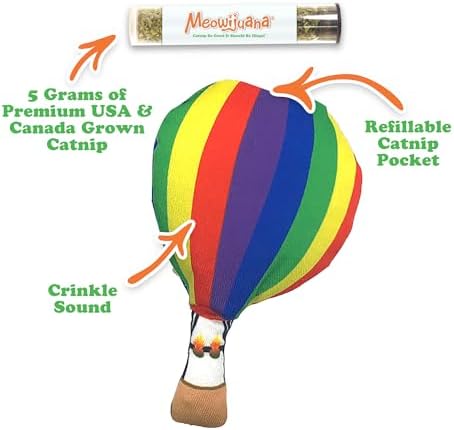 Meowijuana Get a Rise Balloon Cat Toy & Catnip | Refillable Plush + Blend