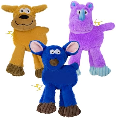 3 Pack No Stuffing Dog Toys Squeaky Crinkle Plush Toy