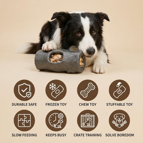 2-Pack XXL Durable Dog Enrichment Toy, Frozen Dog Toy with Removable Mold, Interactive Chew & Lick Toy for Puppy Large Medium Dogs, Coffee Wood Fiber, Indestructible for Aggressive Chewers