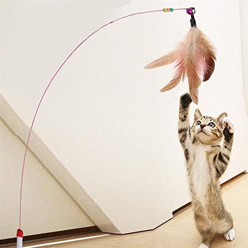 Cat Interactive Toy Stick Feather Wand With Small Bell Mouse Cage Toys Plastic Artificial Colorful Cat Teaser Toy Pet Supplies (Tpye7)