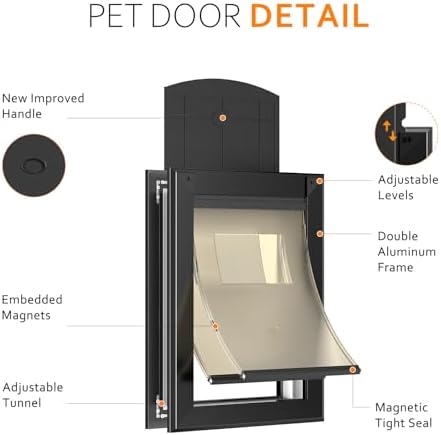 [Classicmacher] Aluminum Heavy Duty X-Large Dog Door Up to 200lbs Black