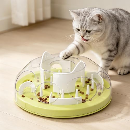 Pet Prime Cat Puzzle Feeder Interactive Enrichment Toys for Indoor Cats Slow Feeder Food Treat Puzzle Cat Stimulation Toys Green