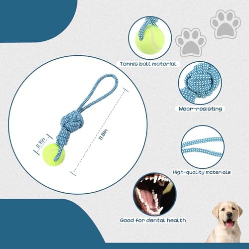 Dog Rope Toy Tug Outdoor Puppy Interactive Dog Toy 1 Knot with Tennis Ball