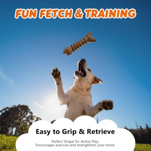 MECOOL Durable Nylon Dog Chew Toy – Bacon Flavored Fish Bone Shape for Aggressive Chewers, Tough Interactive Teething Toy for Medium Large Dogs, Long-Lasting Dental Chew Bone