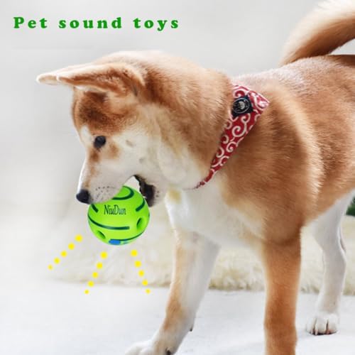 Swing Cluck Ball, A Great pet Dog Toys, interactive dog toy,puppy dog ball,Full of Fun. When a Dog Bites it, it can Make Giggles. It's a Beloved Toy for Pets,giggle ball for dogs (Circular Giggle)