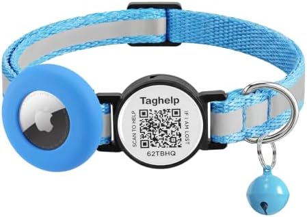 AirTag Holder Breakaway Cat Collar QR Code, Reflective Bell