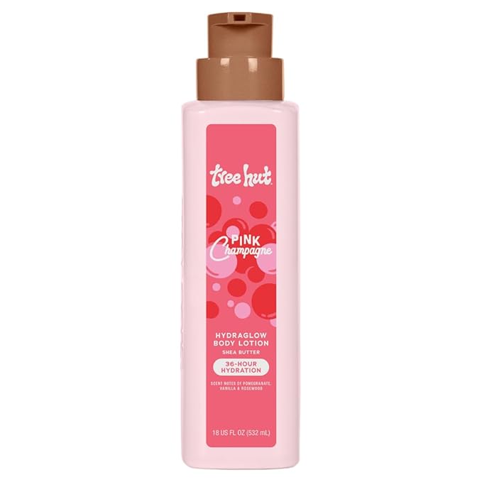 Tree Hut Hydraglow Body Lotion Pink Champagne, Mothers Day Gifts, Hydrating & Moisturizing Daily Body Lotion for Soft, Glowing Skin with Fruity Floral Scent, 18 fl oz