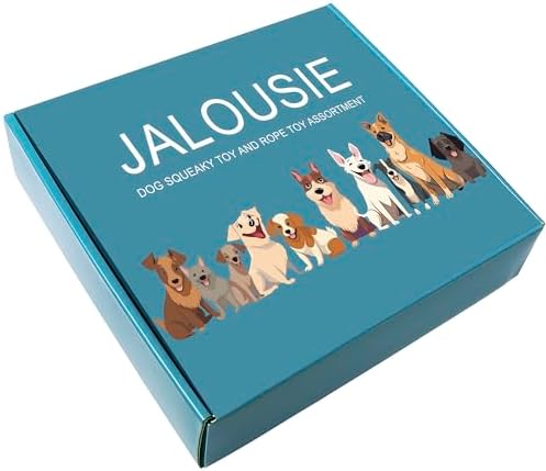 Jalousie Multipack Dog Squeaky Toys Bulk Bundle Pup Toy - Puppy Toys for Pets for Small Medium Breed (12 Pack Rope and Plush Animals)