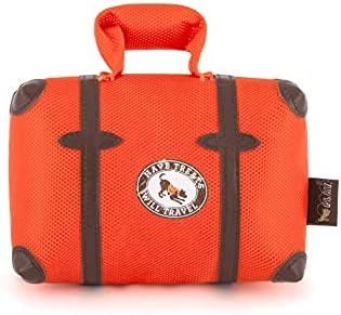 P.L.A.Y. Cute Plush Dog Toys - Globetrotter, Travel Themed Durable Squeaker Chew Toy, Great for Puppies & Small, Medium, Large Dog Breeds - Machine Washable, Recycled Materials (Pack & Snack Suitcase)