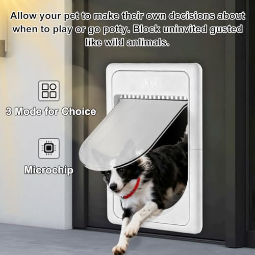Smart Electronic Pet Door, Automatic Dog Door with 3 Modes, Battery Powered Electronic Sensor Pet Door with 1 Sensing Key, Fit for Large Pets Up to 85lbs. (New Upgraded) - Large Size