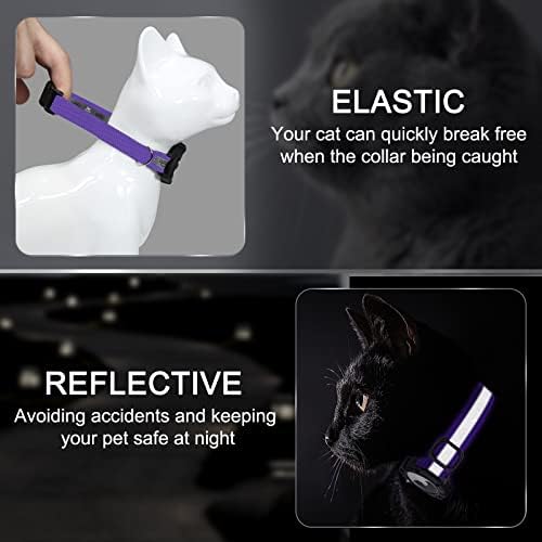 Reflective AirTag Cat Collar, Integrated Cat Collar with Air Tag Holder | Built in AirTag Holder, Adjustable 7-13in for Cats, Kittens and Puppies, Safety Elastic Band, Reflective for Night Walking