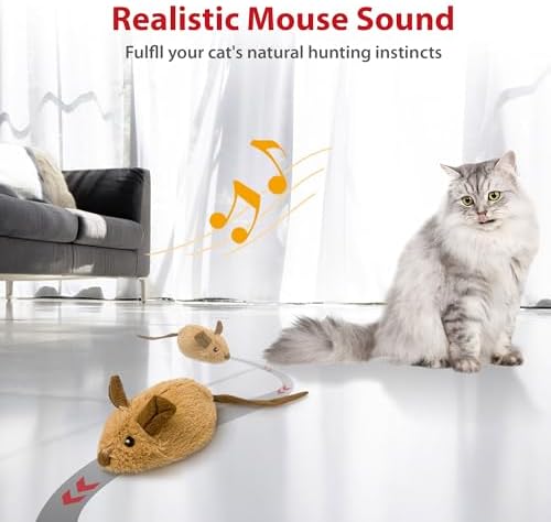 Gigwi Interactive Cat Toys For Indoor Cats, Moving Cat Toy For Bored Indoor Adult Cats, Automatic Electronic Moving Mouse Cat Toys With Realistic Squeaky, Kitten Toys Cat Hunting Toys For Self Play