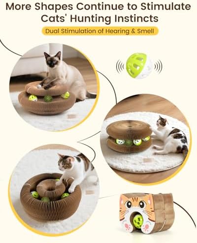 2PCS Kitty Kurls Cat Scratcher Toy, Magic Organ Cardboard Cat Toy, S