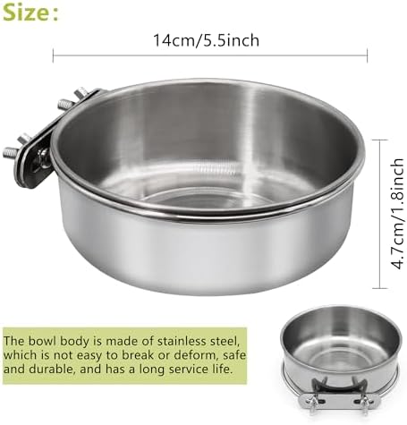 Large Bird Feeding Dish Cups with Clamp Holder, 1 Pack