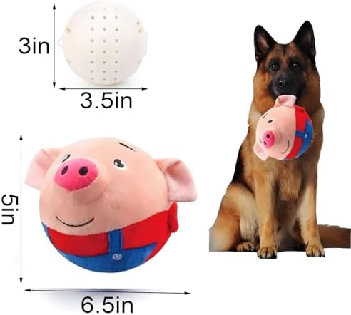 Interactive Dog Toys, Active Moving Pet Plush Toy, Squeaky Dog Ball Toy with Recording Sound, Cute Cartoon Design for Small Medium Large Dogs, Durable & Washable Interactive Plaything (Red Pig)