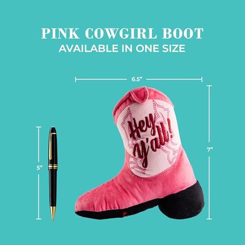 Haute Diggity Dog Cowgirl Boot Plush Dog Toy, Western Stuffed Chew Toy