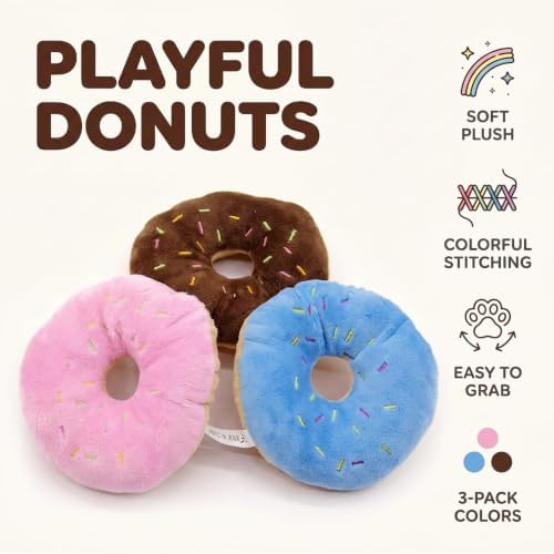 3Pcs Colorful Pet Toy Donut-Shape Squeaky Squeaker Puppy Dog Pet Cat Kitten Sound Chews Toy Random Color Sturdy and Practical Simple and Sophisticated Design，Toys，Dog Squeak Toys