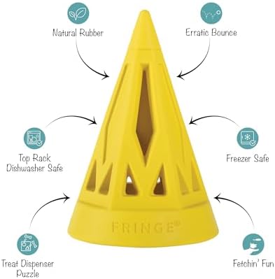 Fringe Studio You Cone DO IT! Yellow Rubber Dog Toy, Pet Shop Collection (518040)