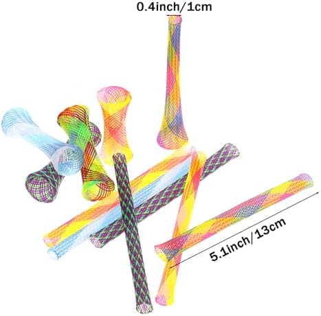 50 Pcs Fun Tubes Cat Toy Kitty Spring Coil Toys Colorful Indoor Interactive Mesh Telescopic Cats Tube for Attract Pet to Hunt Swat Bite Chase Pounce Scratching