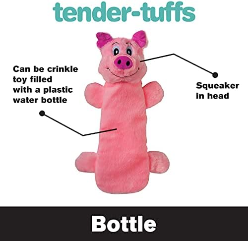 Snuggle Puppy Tender-Tuffs Bottle Cruncher Dog Toy, Squeaky Pig