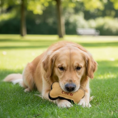 Natural Suede Leather Dog Chew Toy, Interactive Bone Shape Pet Toy for Adult Dogs and Puppies, Durable Design for Daily Chewing, Tug Play and Indoor Training Use