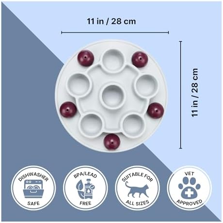 TRIXIE Cat Activity Pentagon Strategy Game – Interactive Cat Toy for Indoor Cats with 2 Challenge Levels – Slow Feeder Puzzle with Treat Compartments – 11 in, ø 28 cm