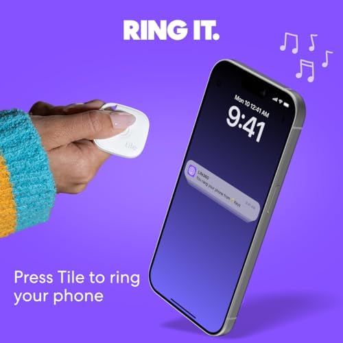 Life360 Tile - Bluetooth Tracker, Keys Finder and Item Locator for Keys, Bags and More. Phone Finder. Both iOS and Android Compatible. 1-Pack (Midnight)
