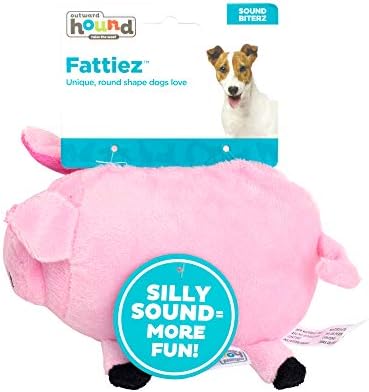 Outward Hound Fattiez Squeaky Plush Dog Toy, Pig, Small, 6.8"