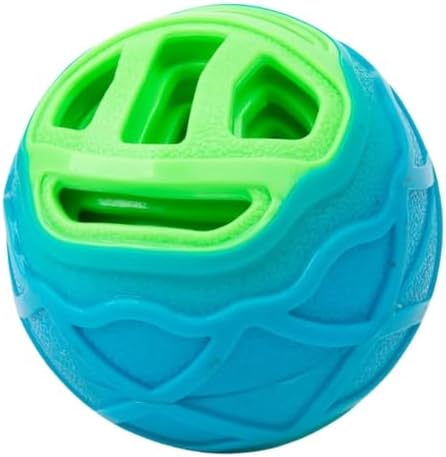 GURU Pet: Pocket Ball - Medium - Blue & Green Dog Toy, Interactive Bone & Treat Holder Ball, 3.7" Durable Chew, Squeaks-Floats, Water Play-Fetch-Roll