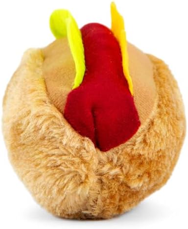 Jeffers Pet Plush Food Themed Dog Toy with Squeaker, 6 inch - Hotdog
