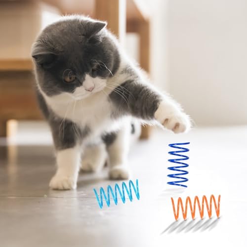 135 Pack 9 Colors Cat Spring Toys, Interactive Coil Plastic Spiral Spring Cat Toys for Indoor Cats Hunting, Biting, Swatting, and Active Play