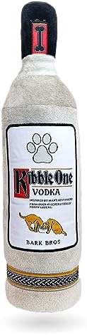 Bark Bros - Liquor Bottle Dog Toy - Plush Squeaky Dog Toys Funny Drink Parody - Alcohol Dog Toy - Dog Birthday Toy - Cute Dog Toys - Puppy Gifts - Puppy Stuff - Dog Stuff (Large, Kibble One)