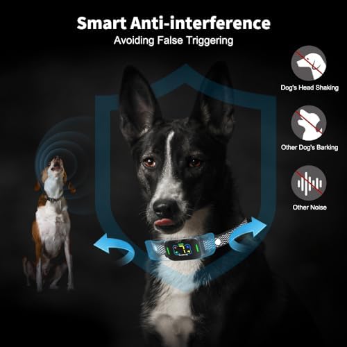 Dog Bark Collar, Takilar Rechargeable Bark Collar for Dogs, Smart Anti Barking Training Collar with 7 Adjustable Sensitivity and 9 Shock Intensity, Bark Shock Collar with Beep Vibration Shock (Navy)