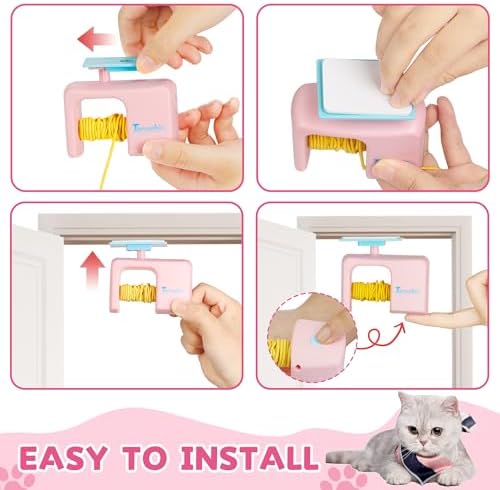 Interactive Cat Toy for Indoor Cat, Automatic Door Hanging Cat Toy with Detachable Design, Kitten Toys for Indoor Cats Self Play, 3.27 * 1.69 * 2.76Inch (Pink)