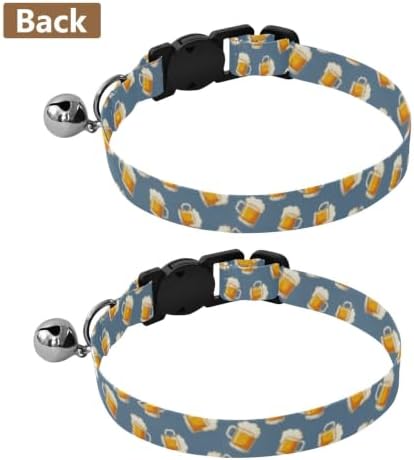 Cartoon Beer Mugs Kitten Collar with Bell 2 Pack Cat Collar Adjustable Length 10.6" to 17.1"