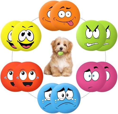 Hungdao 12 Pcs 2.25'' Squeaky Dog Balls, Rubber Latex Toys, Cute Style