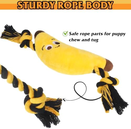 PUPTECK Monkey Dog Squeaky Chew Toys 3 Pack