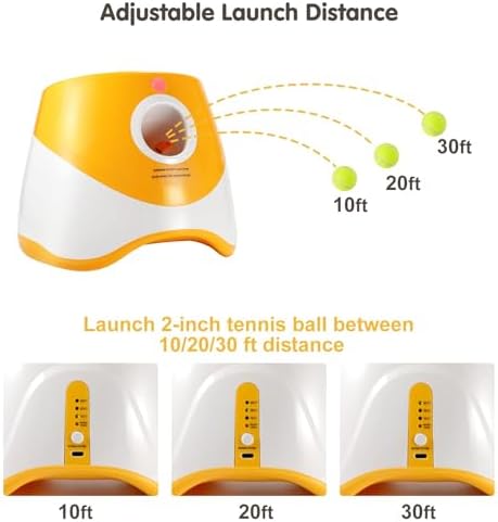 MEKAPLE Automatic Dog Ball Launcher, Dog Ball Thrower with 15 Mini Tennis Balls Sizing 2 Inch and Mesh Bag, Interactive Dogs Toys Tennis Balls Launcher for Small Dogs with 3 Distance Settings