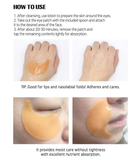 LEBELAGE Eye Patch Hydrogel 60 Sheets | Cooling Hydrogel Under Eye Patches with Gold | Moisturizing Eye Care for Daily Skincare Routine (Vitamin)