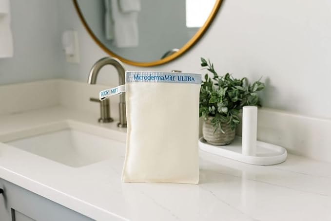 MicrodermaMitt ULTRA Exfoliating Mitt for Body - Premium Deep Exfoliating Body Scrubber Kese Glove – Keratosis Pilaris, Strawberry Skin Treatment, Reduce Ingrown Hair, Turkish Body Scrubber Exfoliator