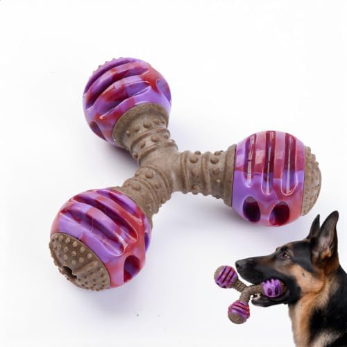 MECOOL Durable Dog Chew Toys for Medium Dogs - Squeaky Rubber Balls with Nylon Reinforcement, Interactive Lick & Chew Toy for Aggressive Chewers, Pet Teething Toy Red,Bacon Flavored