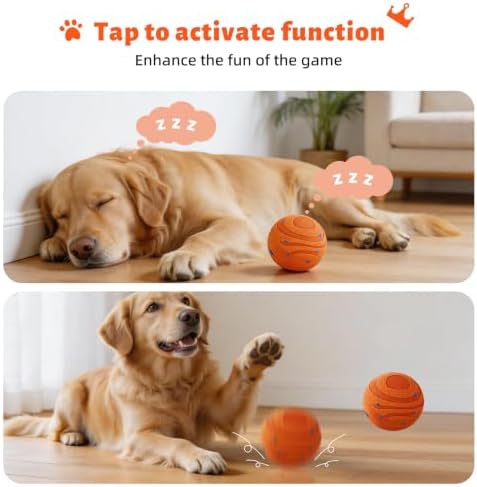 Smart Interactive Dog Toys Ball，Automatic Moving, Bouncing and Rotating,Pet-Safe & Durable E-TPU Material, IPX7 Waterproof, Active Rolling Ball for Puppy Medium Large Dogs, Long Battery Life (Orange)