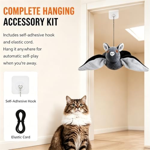 Flying Bat Dog Toy, Flying Bat Toy for Cats, NoFlying, Flapping Bird Interactive Cat Toy, Cute Flapping Wings Electric Teasing Cat/Dog Toy, Interactive Chirping Bird Toys with Flappingwings (1)