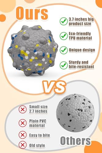Moonorange Dog Tennis Balls for Aggressive Chewers, Indestructible Durable Bouncy Interactive Toy for Dogs Fetch Game Lightweight Floating Outdoor Training(White+Grey Large)