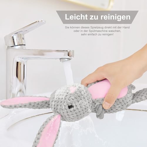 Dog Toys, Dog Squeaker Toys with Crinkle Paper (Gray Rabbit)