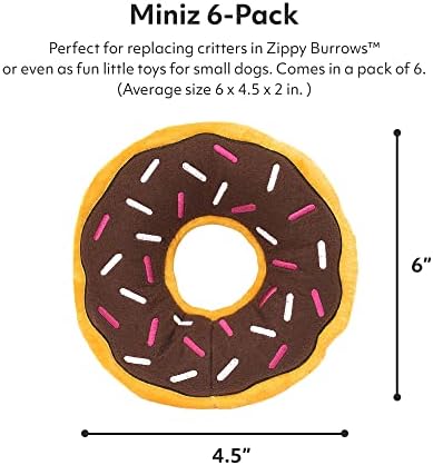 ZippyPaws Burrow Replacement Miniz Squeaky Enrichment - Mixed Food 6 Pack